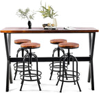 Bar Table, 47.24"L×41.33"H Bar Height Pub Table High Top Rectangular Sofa Console Table Kitchen Dining Coffee Table, for Narrow Space, Living Room, Indoor, Rustic Brown Wood, Industrial Black Metal