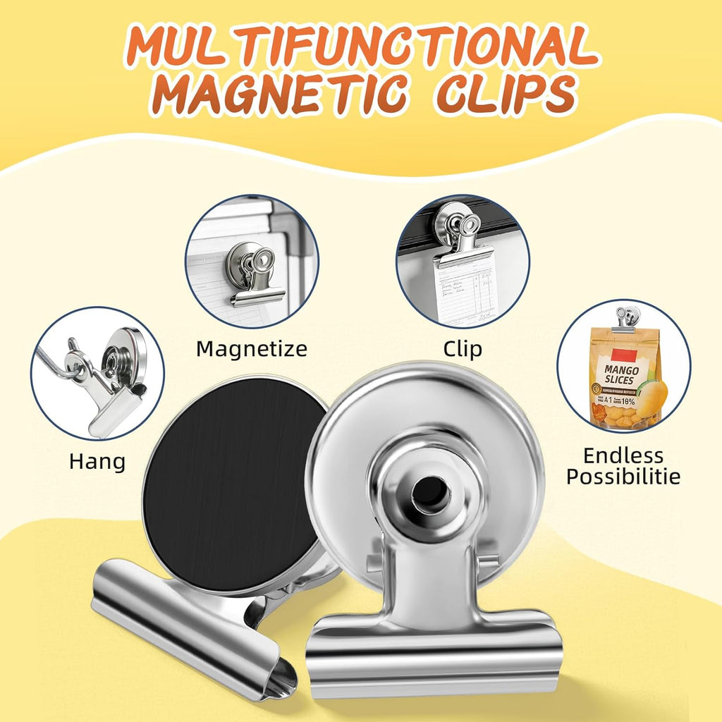 VNDUEEY 20 Pack Fridge Magnets Refrigerator Magnets, Strong Magnetic Clips Heavy Duty, Magnet Clips for Whiteboard, Magnets for Fridge Locker Office Accessories (Silver)