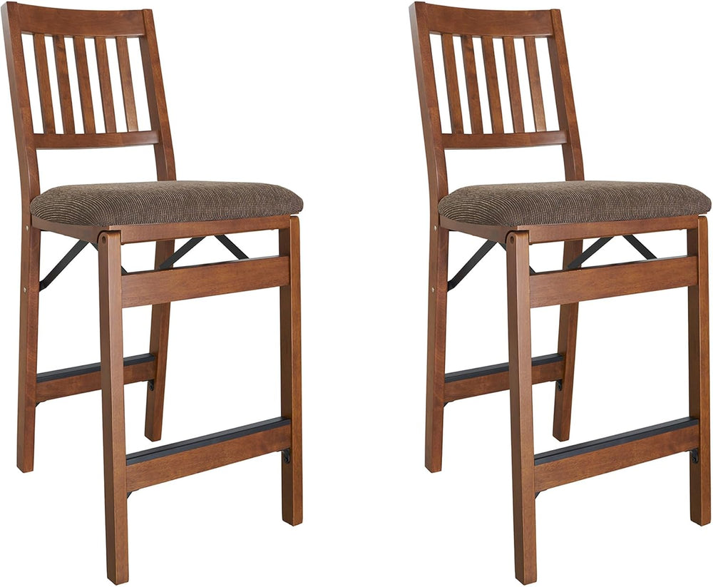 MECO Stakmore Premium Solid Wood Dining Table Folding Counter Stools Set with...