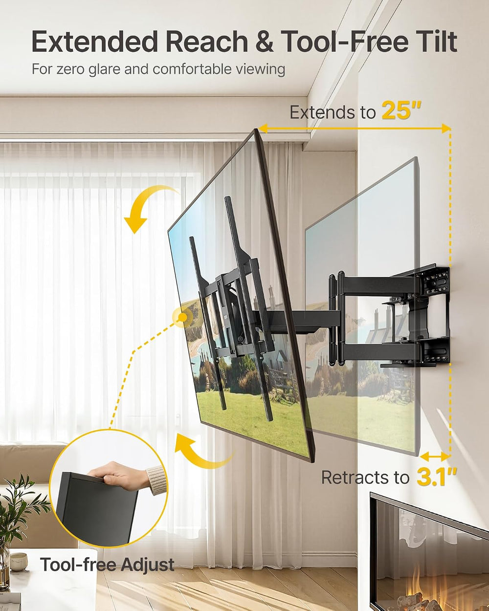 monTEK Heavy Duty TV Wall Mount for 60–140 inch XXL TVs up to 275 lbs | +5°/-...