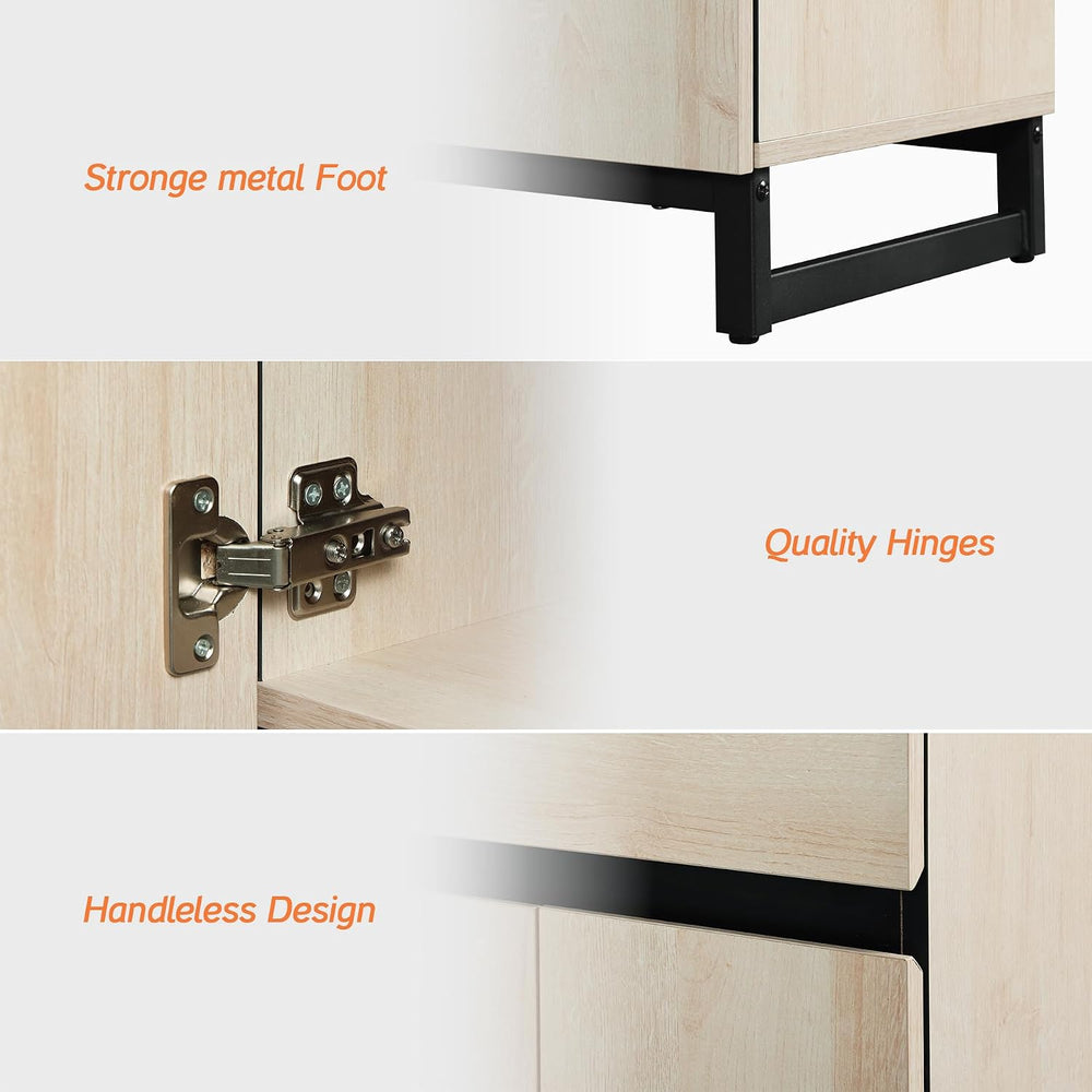 WAMPAT 2 Pack Modern End Table with 1 Drawer & 1 Storage Cabinet, Farmhou...