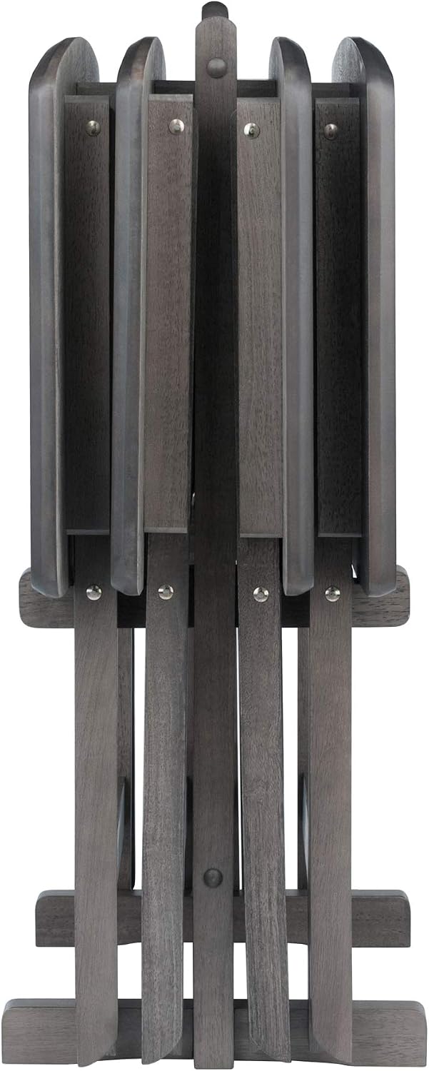 WINSOME Dorian Oversized Snack Table Set, Oyster Gray (Brown Base) (replace c...