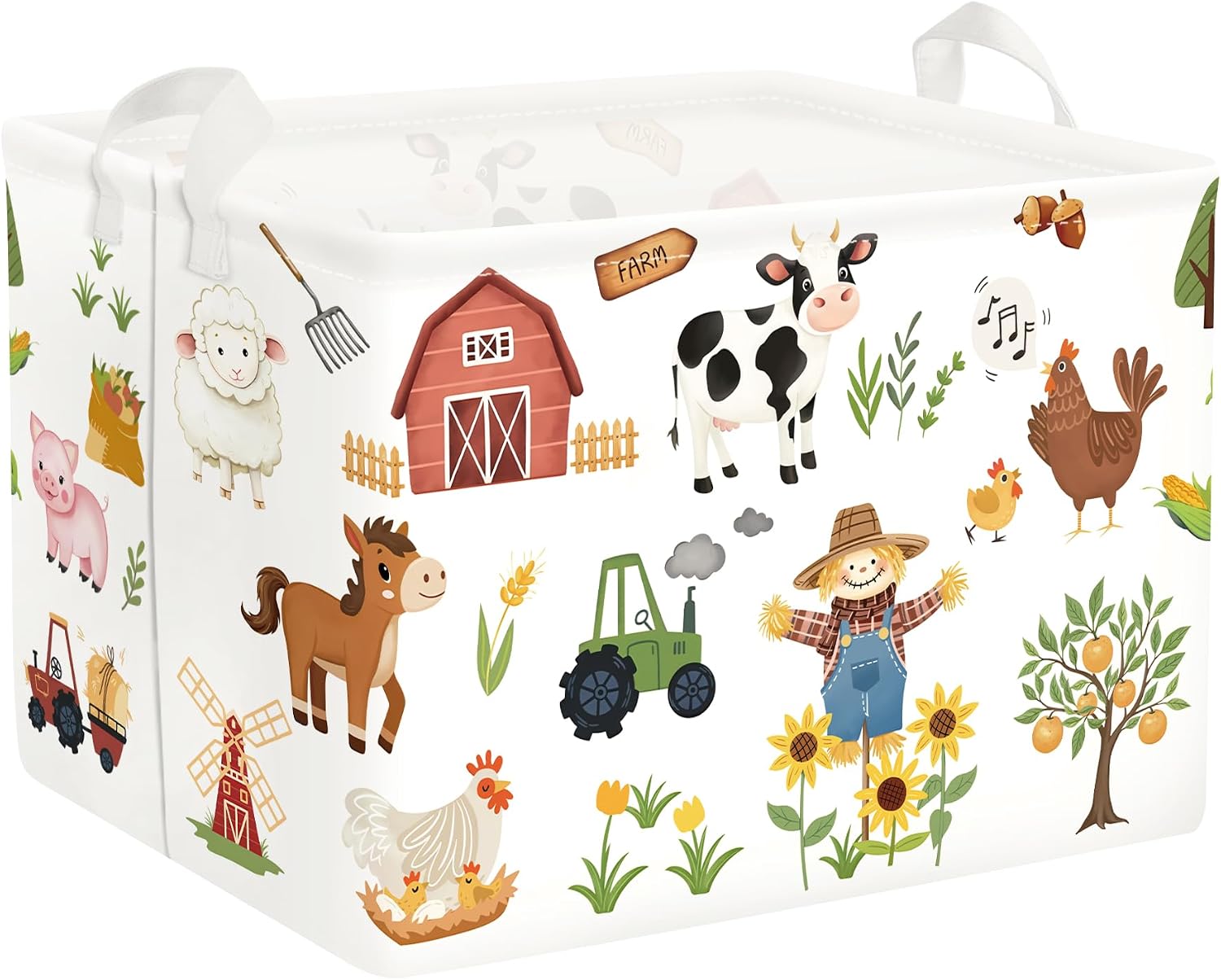Clastyle Farm Animals Baby Laundry Hamper Leaf Kid Storage Basket Boy Girl Gift Toy Box Collapsible Clothes Organizer Nursery Bin for Bedroom,Sunflowers,40 * 30 * 30 cm