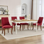 Dining Chairs Set of 8,Comfy Fabric Upholstered Chairs for Kitchen Living Room,Channel Tufted Dining Room Chairs with Curved Solid Wood Legs(WineRed,8 Pcs)