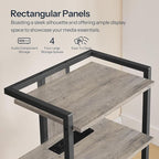 HOOBRO 4-Tier AV Media Stand, Media Console with Charging Station and LED Light, Wooden Stereo Cabinet, Corner TV Stand, Record Player, Entertainment Device Stand, BG38UDCJ01