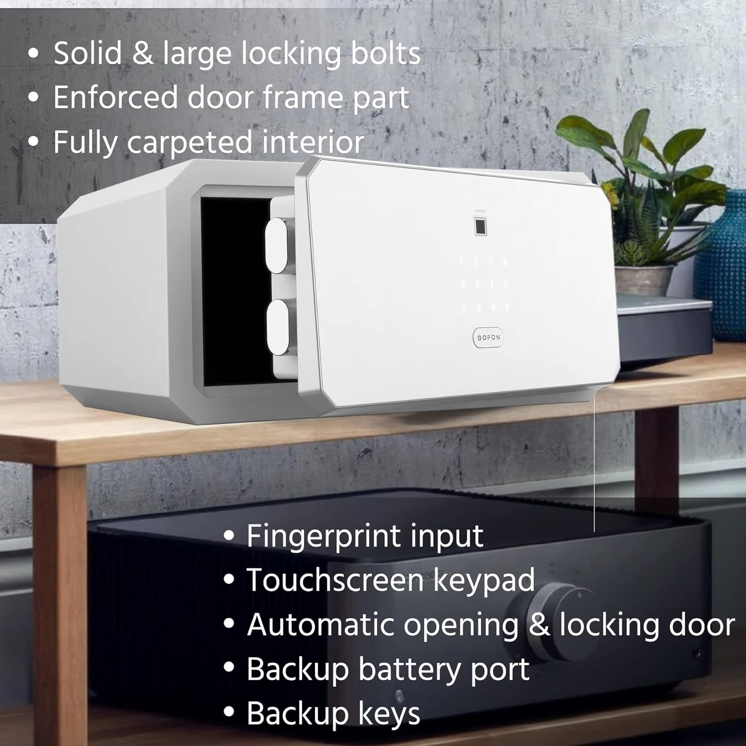 Biometric Safe Box with Key, Security Box, Fingerprint Password,Safety Boxes for Home,W-Series 1.45 Cubic