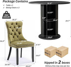 SoarFlash Kitchen Table and Chairs for 2, 31.5" Dining Table Set for 2 with Upholstered Chairs, 3 Piece Kitchen Table Set with Storage Shelf for Small Space, Apartment