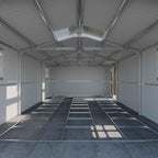 Metal Garage Shed for Car with Floor Kit, 13x20x8.5' Large Outdoor Storage Building and Workshop, Weatherproof Steel Carport with Ultra-Reinforced Truss System, Skylights & Dual-Entry