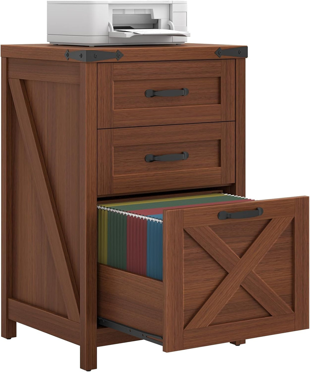 Halitaa Small Farmhouse File Cabinet with 3 Drawers for Home Office, Walnut |...