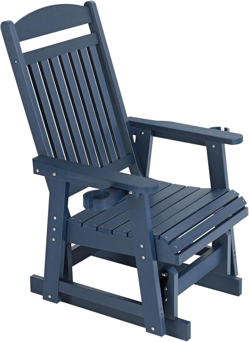 Poly Lumber Patio Glider for One Person, with Cup Holders, High Backrest and ...