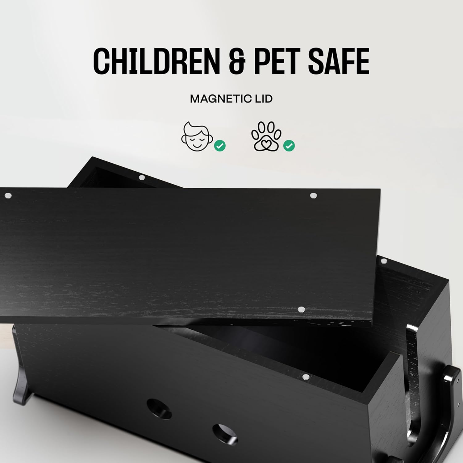 Extra Large Cable Management Box, Wood Cord Hider Box & Organizer for Power Strip, TV Wires & Desk Cable Storage