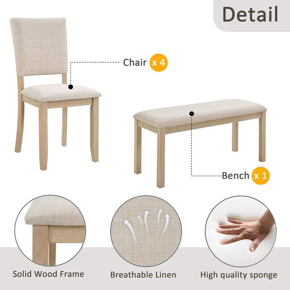 Harper & Bright Designs Modern 6-Piece Dining Table Set with Bench & ...