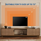 70" Fluted TV Stand for TVs up to 75 inch, Mid Century Modern Entertainment Center with 2 Hinged Doors & Open Shelves, Boho Media Console with Adjustable Shelves for Living Room, Walnut