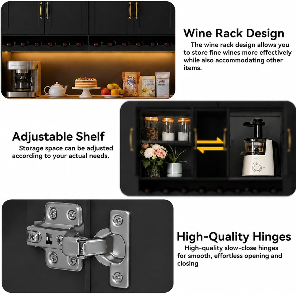 72" Tall Kitchen Pantry Cabinet with Charging Station 55" Wide Kitc...