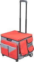 Mobile Utility Cart with Storage Organizer Bag, Rolling Cart, Red/Grey