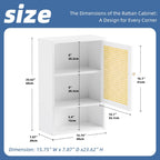 HITNET Medicine Cabinet, Rattan Bathroom Wall Cabinet Over Toilet, Bamboo Space Saver Storage Organizer with Door and Shelf for Living Room, Kitchen, Entryway, White