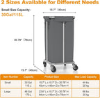 115L Laundry Basket with Wheels, 30 Gal. Rolling Laundry Hamper, Removable and Machine Washable Liner, Steel Frame, Tall Laundry Cart for Laundry Room, Bedroom, Bathroom, Dorm Storage -Gray