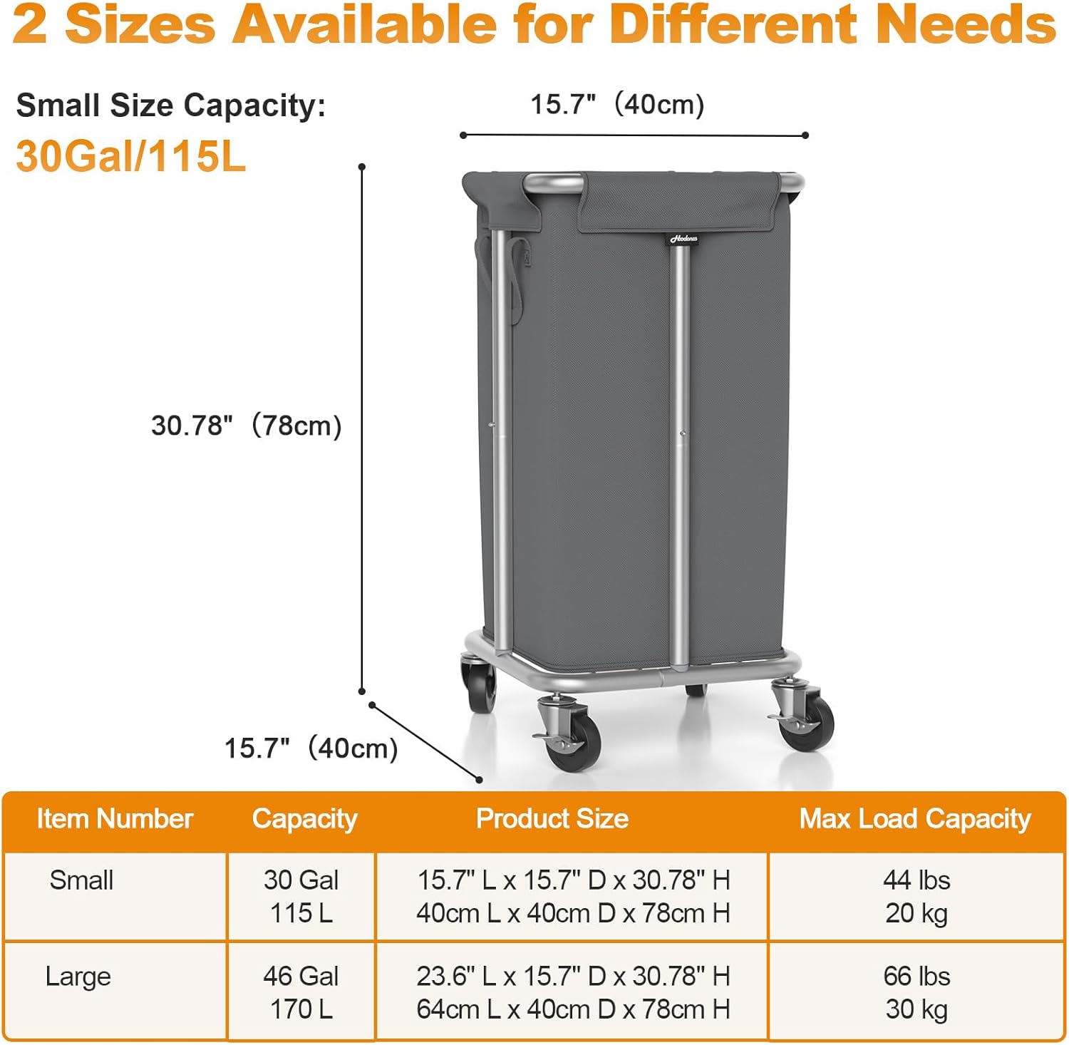 115L Laundry Basket with Wheels, 30 Gal. Rolling Laundry Hamper, Removable and Machine Washable Liner, Steel Frame, Tall Laundry Cart for Laundry Room, Bedroom, Bathroom, Dorm Storage -Gray