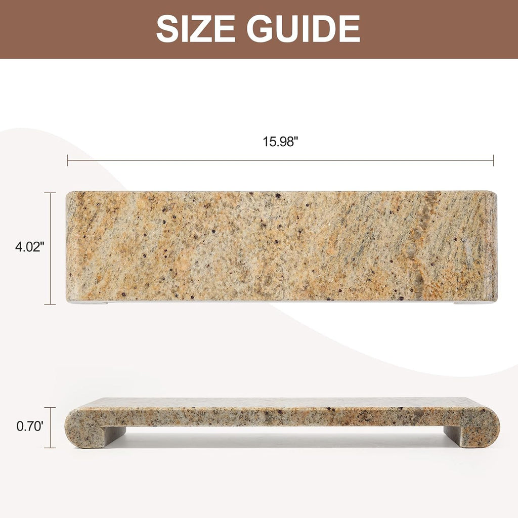 Natural Marble Tray Marble Pedestal Stand for Kitchen Counter, Bathroom, Home Decor, Small Plant Tray 4.02" x 15.98" Soap Dish Holder for Jewelry, Vanity, Counter Luxury Decorative Tray (Kashmir Gold)