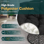 Bme Double Papasan Chair, 600lbs Capacity, Ergonomic Design, Soft Thick Fabric Cushion, Bee-Designed, Durable Steel Frame, 61", Onyx Stone-Black Base