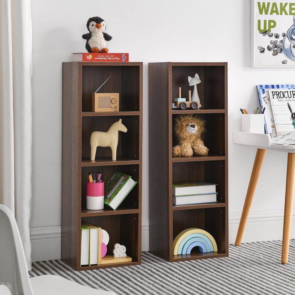 8-Tier CD Storage Cabinet, Slim DVD Shelf Narrow Bookshelf, Disassembled CD DVD Media Tower Rack with Adjustable Shelves for Home Office 11.6l'' x 9.25w'' x 70.8h'' Walnut