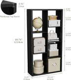 Cube Storage Organizer Bookcase, Decorative 11 inch Open Back Cubical Shelf with Thickened Border, Display Bookshelf for Living Room, Home Office, Sturdy Room (Black, 7 Cube)