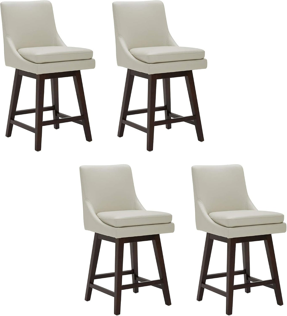 CHITA 26.8" Modern Swivel Counter Barstools, Creamy Grey Faux Leather, S...