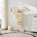 MAX Houser 6 Tier Shelf Hanging Closet Organizer, Closet Hanging Shelf with 2 Sturdy Hooks for Storage, Foldable (Beige-D3)