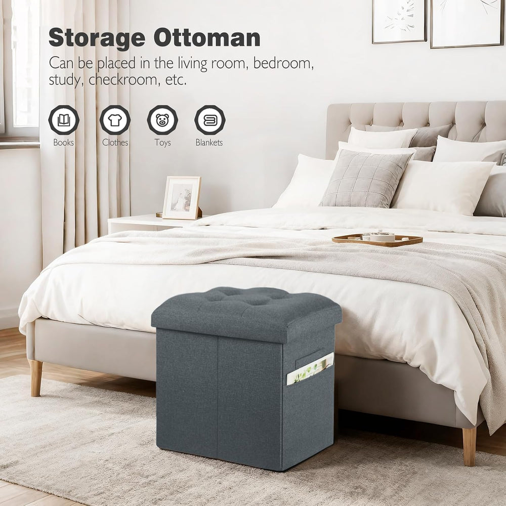 Storage Ottoman, Foot Rest Stool with Thicker Foam Padded Seat. 61L Slim Tall...