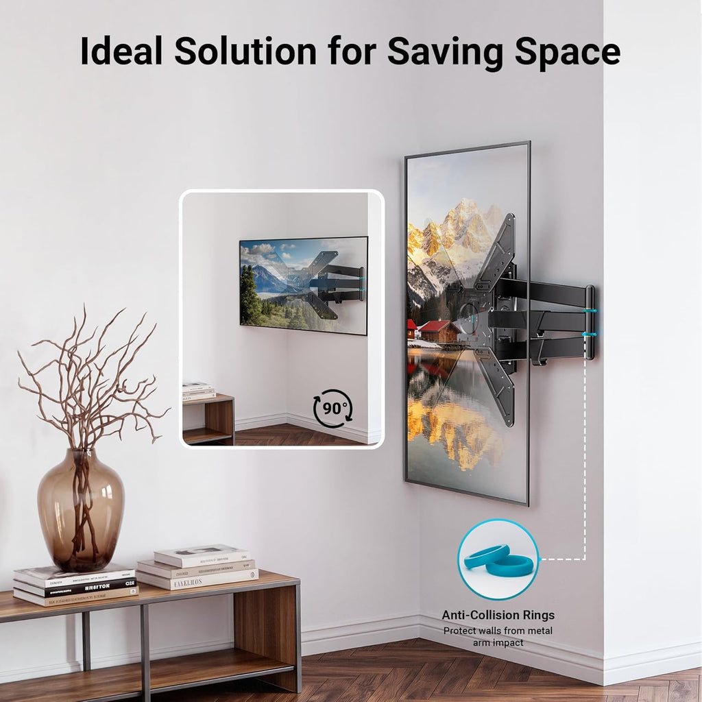 BONTEC Full Motion Corner TV Wall Mount for 31-75 Inch TVs, 33 in Long Arm Wall Mount Bracket, Swivel and Tilt with Landscape to Portrait Rotation, Holds 110 lbs, Heavy Duty Steel, Max VESA 600x400 mm