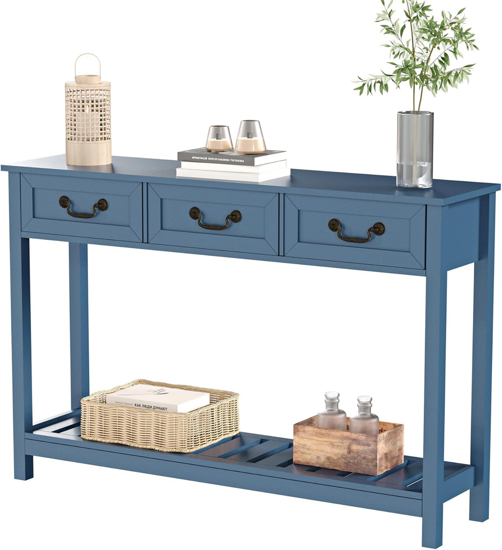 ChooChoo Console Table with 3 Drawers, Rustic Entryway Table, Narrow Long Sof...