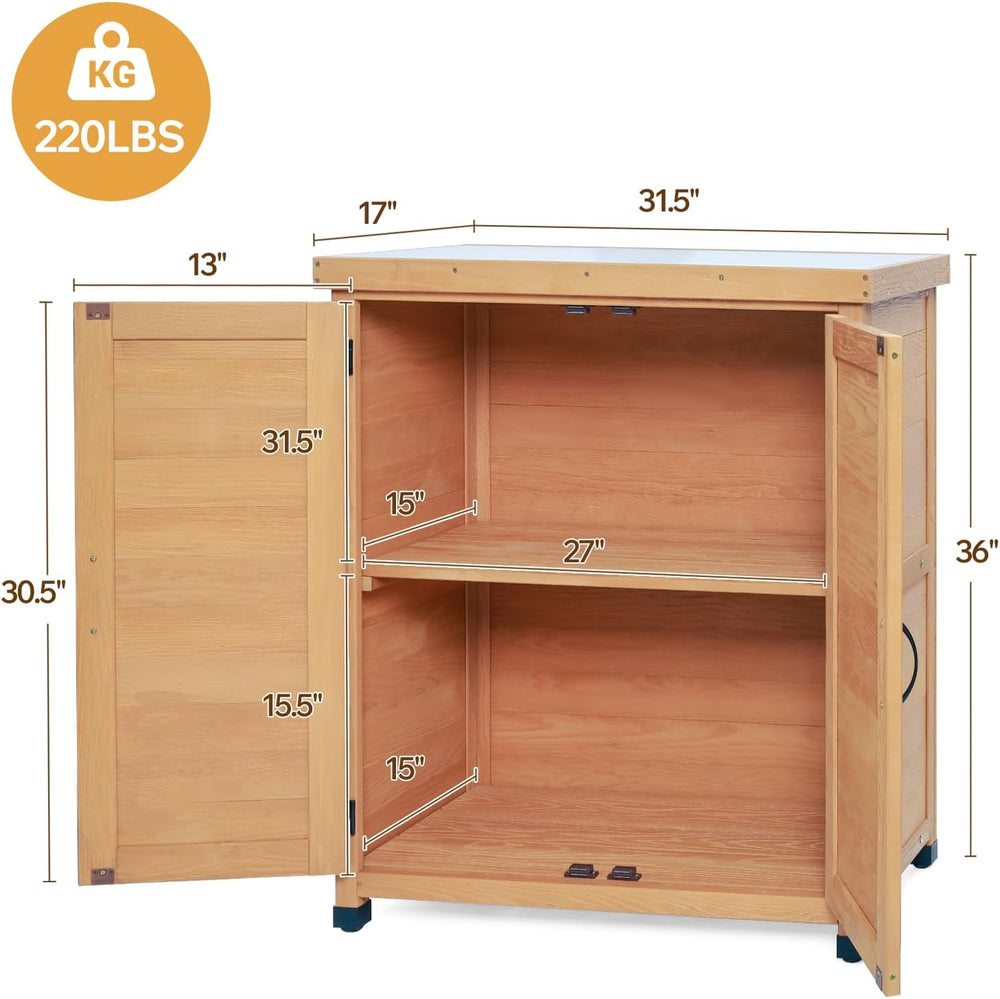 31" Sturdy Living Room Cabinet, Practical Cabinets with Weatherproof Woo...
