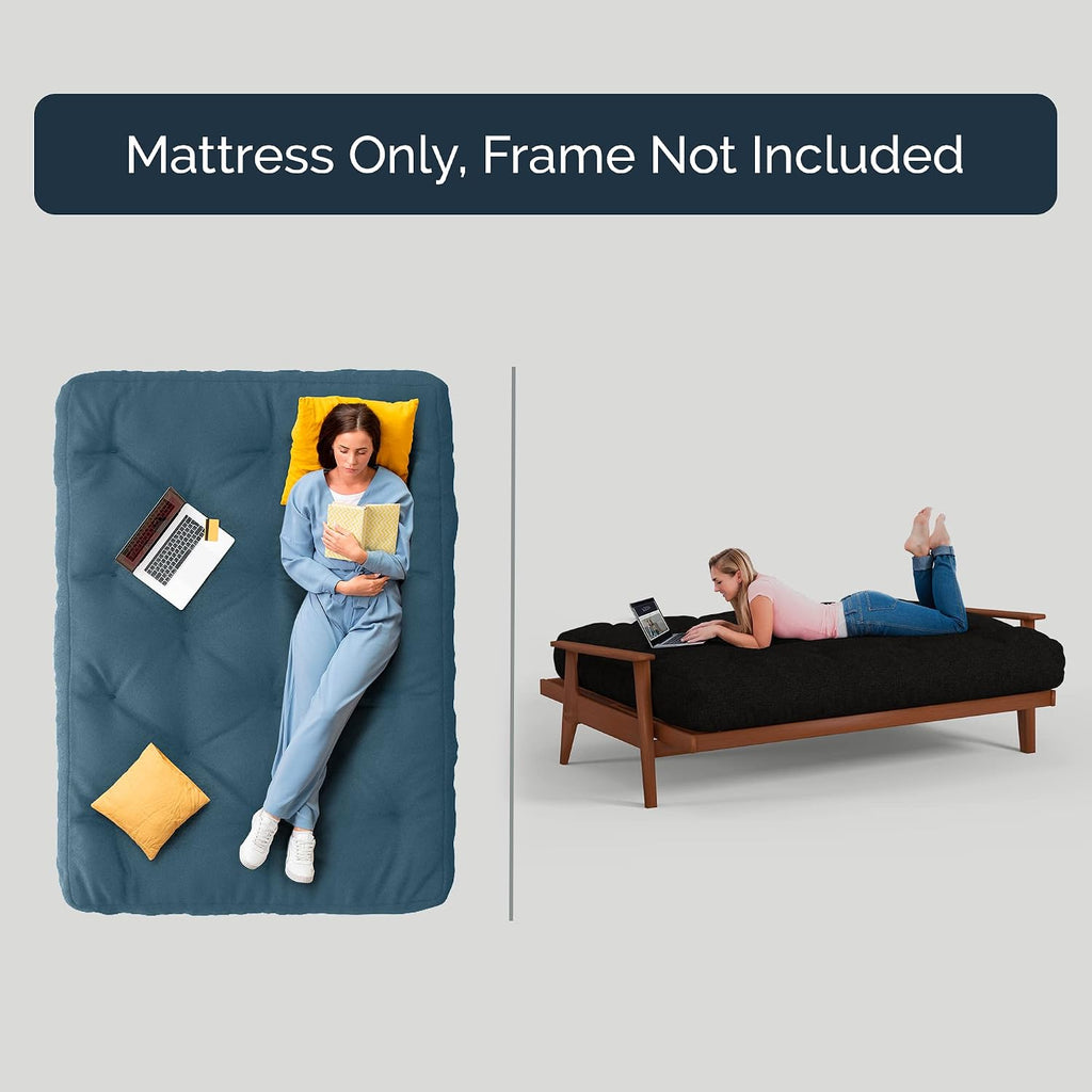 Loosh Home | 10" Queen Size Futon Sofa Bed Pocket Coil Foam Mattress - USA Made, Beige, No Frame
