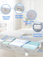 Low Profile Under Bed Storage, 3-Inch High Foldable Underbed Storage Bins with Lid & Zipper, No Structure, Super Slim Clothes Organizer for Crib Dorm Couch Low Bed, 6-Pack, Clear Top