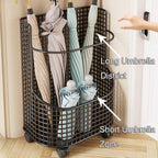 Hollow-out Umbrella Stand with Wheels/without Wheels Commercial Umbrellas Holder H 17.7/19.7" Multifunctional Cane Holder with Divided Storage Iron Frame