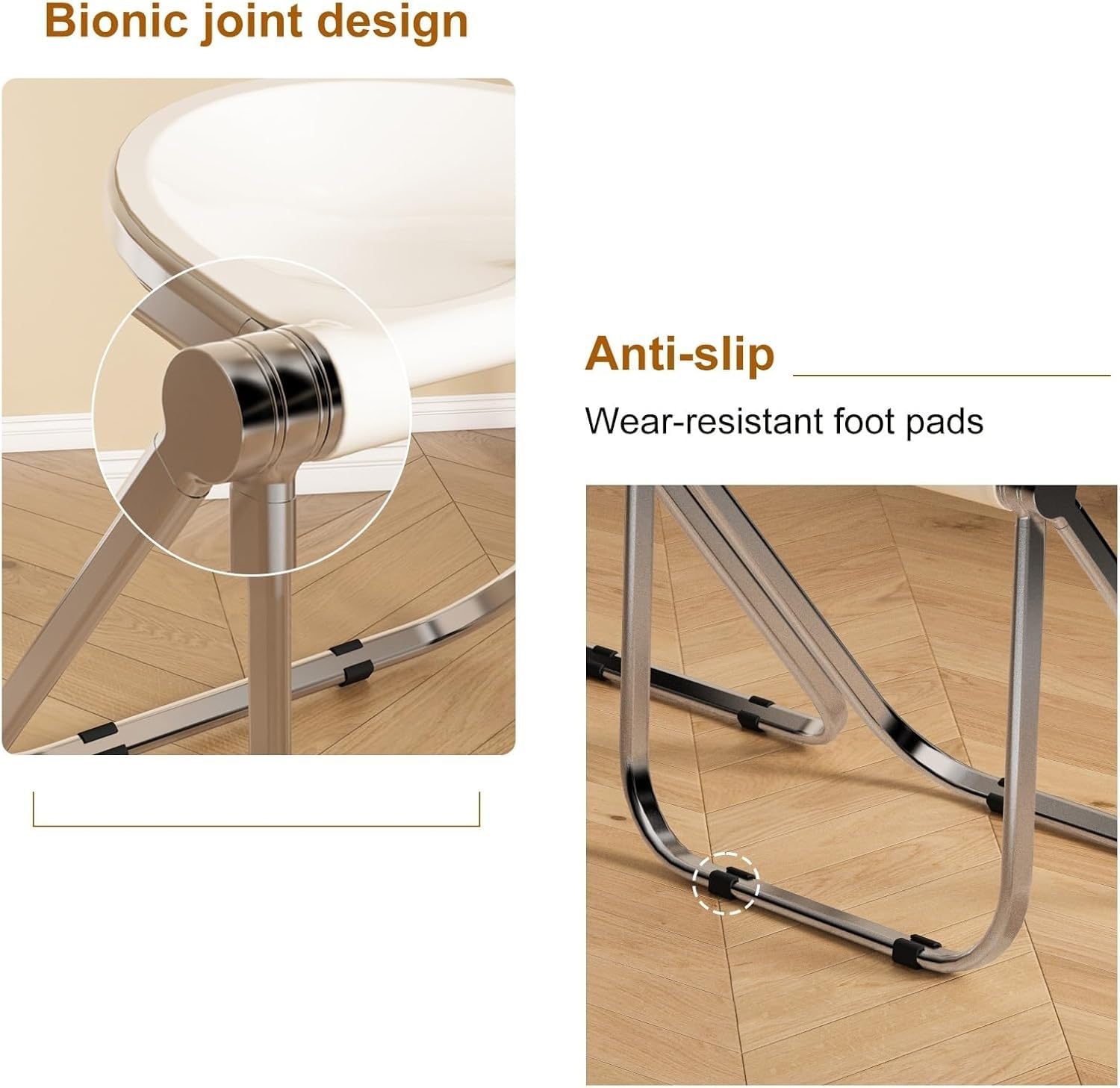 Acrylic Folding Chair, Portable Light Commercial Folding, PC Plastic Living Room Seat, Metal Frame,(Brown)