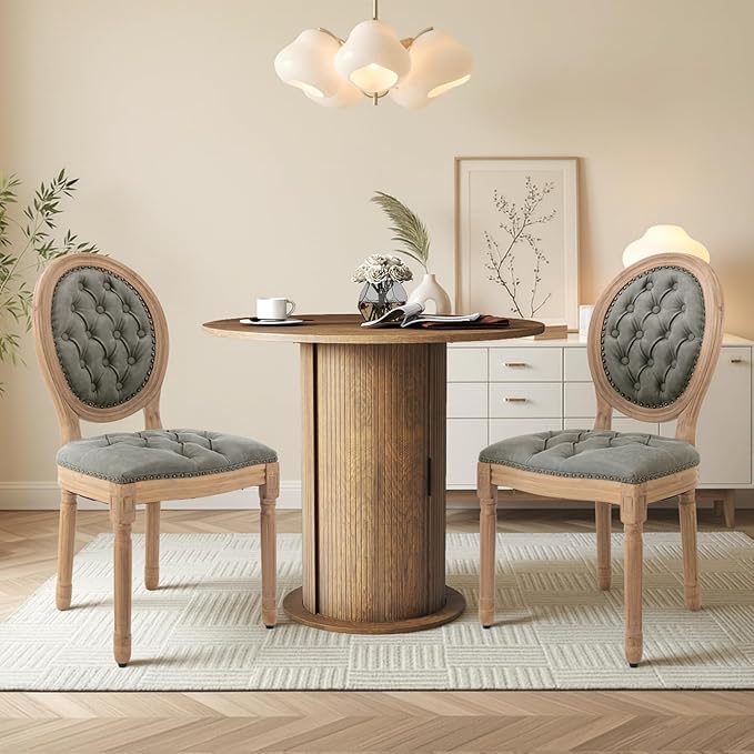 SoarFlash Kitchen Table and Chairs for 2, 31.5" Dining Table Set for 2 with Upholstered Chairs, 3 Piece Kitchen Table Set with Storage Shelf for Small Space, Apartment