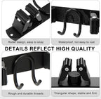 Mop Broom Holder Wall Mount, Black Stainless Steel Tool Storage Organizer for Kitchen Garden Garage Laundry Room Bathroom and RV with 4 Slots 6 Hooks