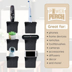 Storage Theory Power Perch Double Wall Outlet Shelf - Declutter & Reclaim Bathroom Counter Space - Alexa Stand, Apple Homepod Shelf, Toothbrush Holders Wall Mounted - Black, 2-Pack