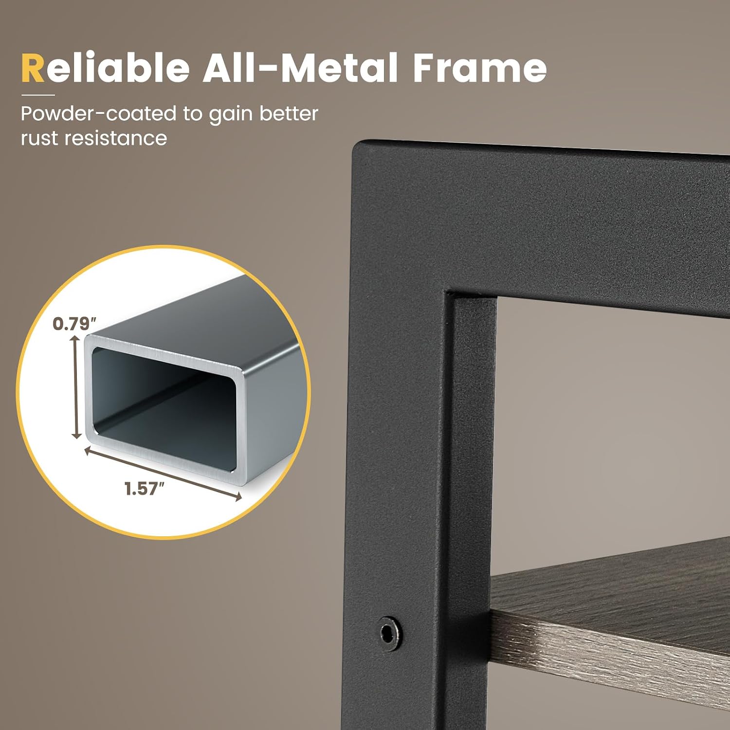 Giantex Ladder Shelf 4-Tier Industrial Bookshelf Storage Rack Shelves for Home and Office Use, Wooden Display Rack with Metal Frame (Gray)