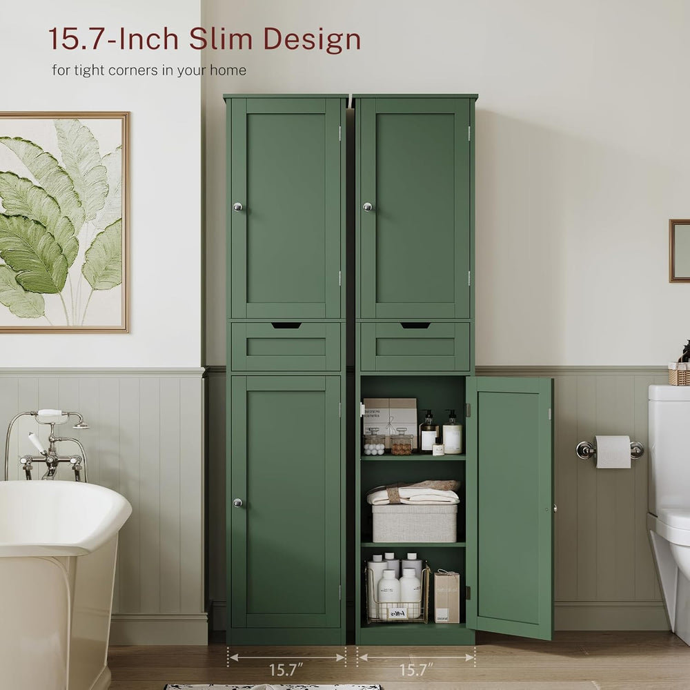 TEENFON Tall Bathroom Cabinet with 2 Doors & 1 Drawer, Narrow Bathroom St...