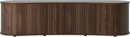 59" Fluted TV Stand with Sliding Tambour Door, Mid Century Modern Wood Media Console with Storage Cabinet, Entertainment Center for Living Room (Walnut)