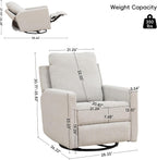 MINCETA Glider Recliner Chairs, Nursery Rocking Chairs, Gray | 360° Swivel Rocking Chairs with Metal Base, High Back Rocking Chair for Living Room, Chenille Fabric