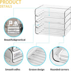 4-Tier Acrylic Paper Tray Organizer - Low-Profile Desk File Sorter for Office/Home, Clear Stackable Letter Tray for Bills, Crafts, Notebooks