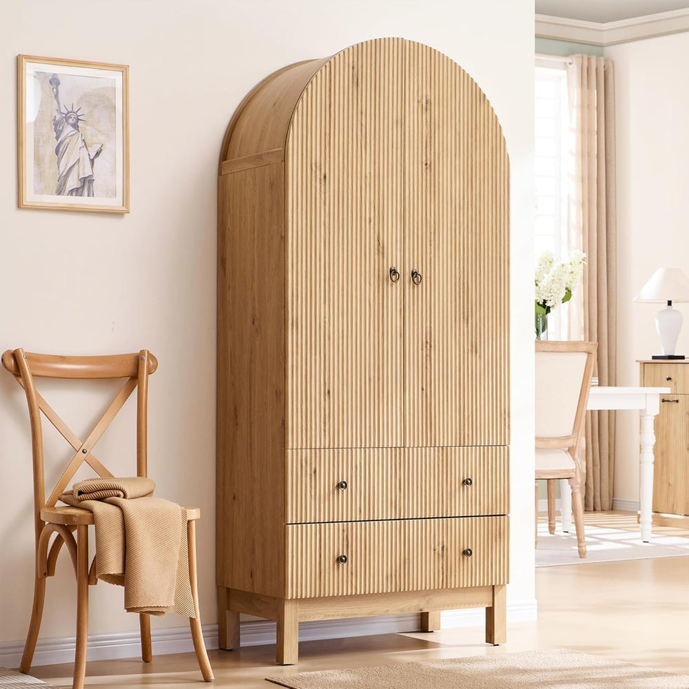 IFGET Fluted Arched Pantry Cabinet, 71" Tall Kitchen Storage Pantry Cabi...