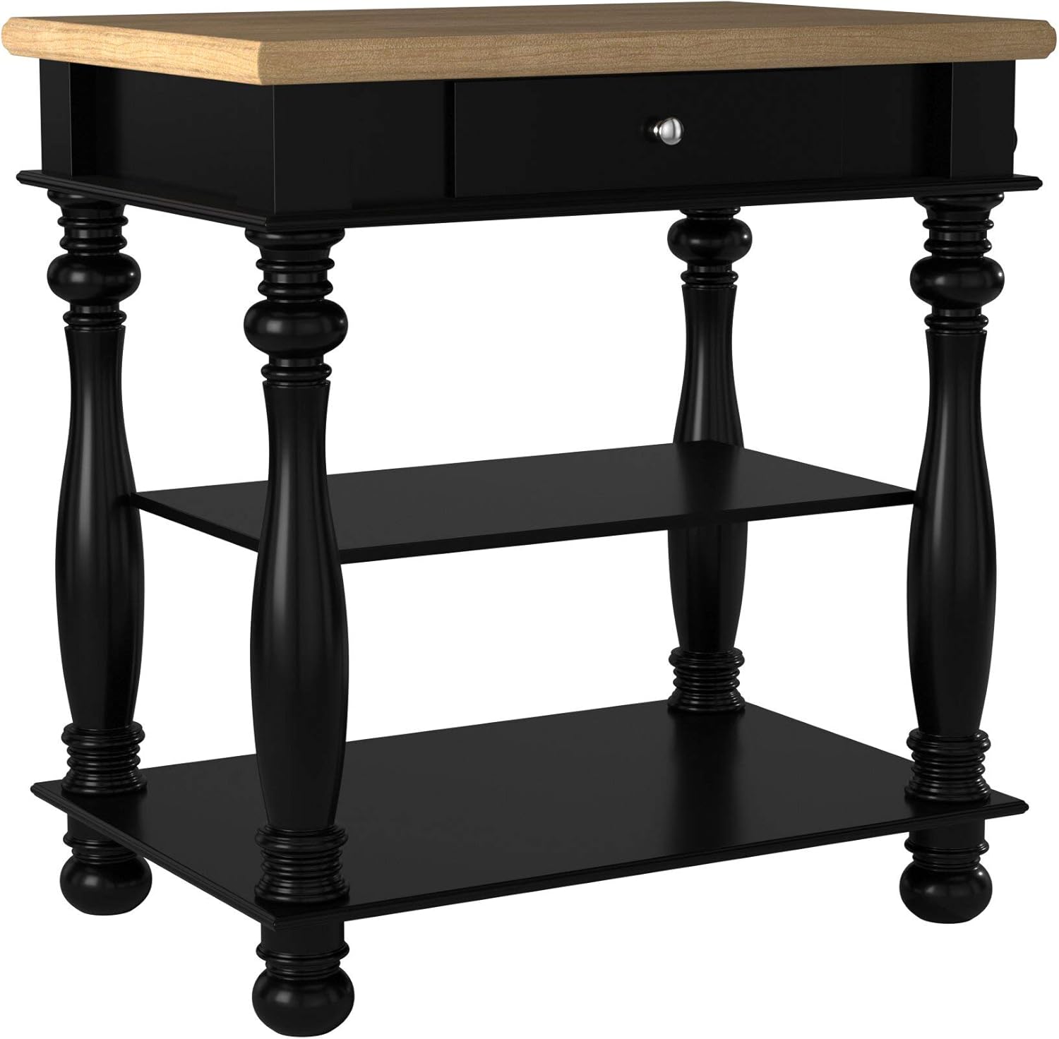 Bernards Birch Kitchen Island, Black