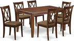 East West Furniture DUCL7-MAH-C 7 Piece Dining Set Consist of a Rectangle Dinner Table and 6 Linen Fabric Kitchen Dining Chairs, 36x60 Inch, Mahogany