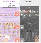 FOREGOER Hanging Jewelry Organizer with 88 Zippered Pockets, Dustproof Foldable for Travel, Accessories Organizer for Holding Jewelries Earring Organizers and Storage (Purple)