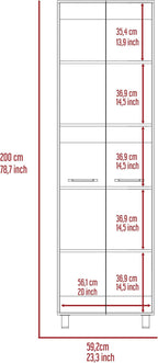 Pensacola Double Door Pantry Cabinet: 78" High Storage with 5 Shelves - White Modern Style Particle Board for Home Organization & Kitchen Storage