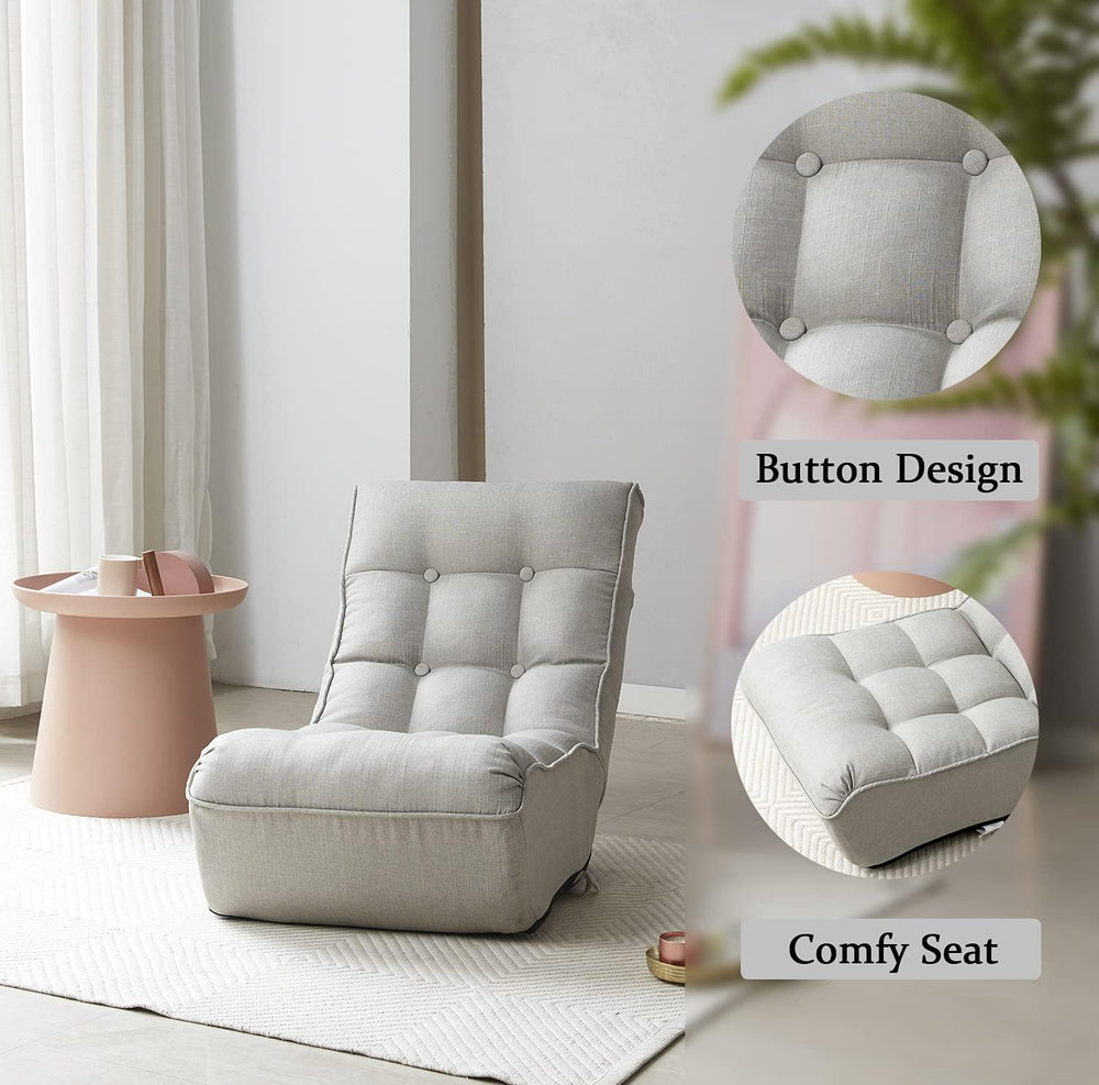 Indoor Chaise Lounge Chair, 3 Angles Adjustable Floor Chair, Folding Lazy Sof...